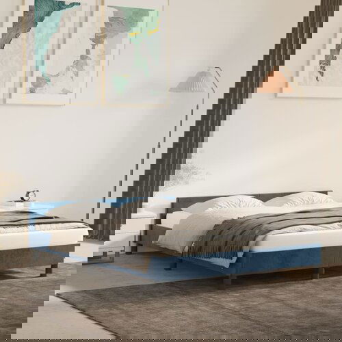 VidaXL Okvir za krevet s uzglavljem tamnoplavi 140x200 cm bar&amp;scaron;unasti Slike