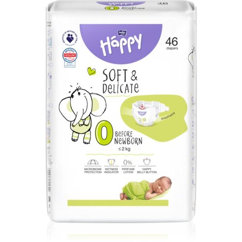 Bella Baby Happy Soft&Delicate Size 0 Before Newborn plenice za enkratno uporabo ≤ 2 kg 46 kos Cene