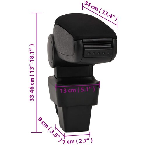  Naslon za ruke za automobil crni 13 x 34 x (33 - 46) cm ABS Slike