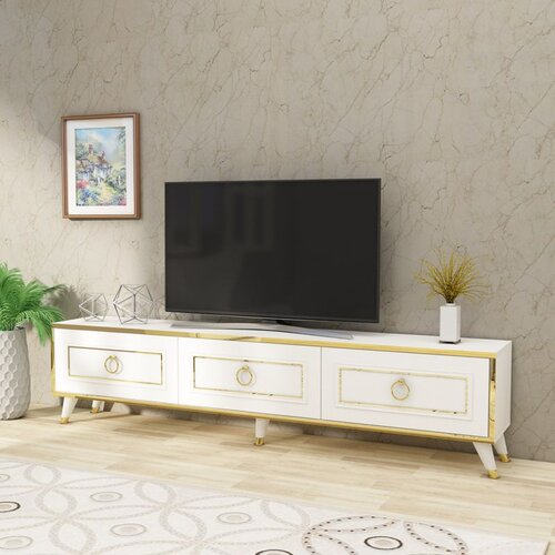 Hanah home Sona - White, Gold WhiteGold TV Stand Cene