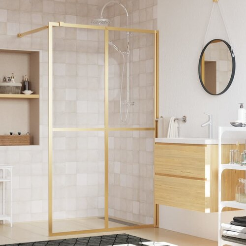 vidaXL Stijenka za walk-in tuš sa staklom ESG zlatna 140 x 195 cm Cijene