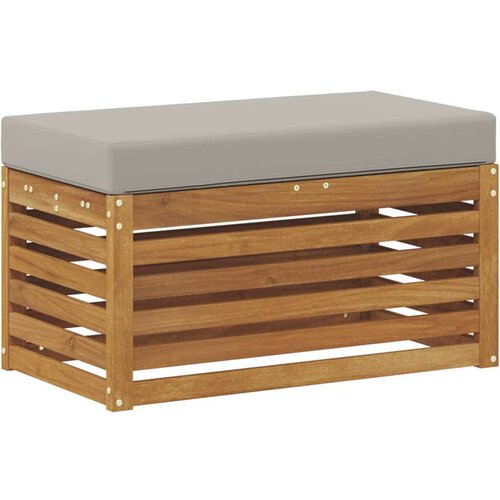  Vanjska stolica klupa s jastukom Prirodna 80 x 43 x 37 cm - Prirodna i svijetlo siva 80 cm Zatvoren prostor za noge Slike