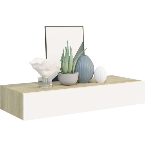 VidaXL zidne police s ladicama 2 kom hrast i bijele 60x23,5x10 cm MDF Slike