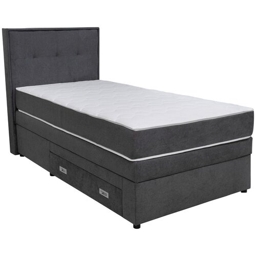 Hom`in POSTELJA BOXSPRING 90 cm x 200 cm , les, tekstil, leseni material temno siva Cene