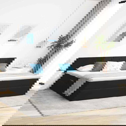 vidaXL Krevet S LED lampica s uzglavljem Crna 200 x 200 cm Baršun Cene