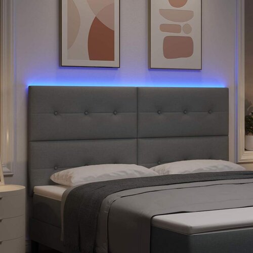  LED glava kreveta s LED trakama Svijetlo siva 180 cm tkanina Slike