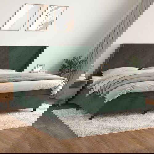  The Living Store Box spring postelja z vzmetnico temno zelena 200x200 cm žamet - Box Spring Postelja, (21488975) Cene