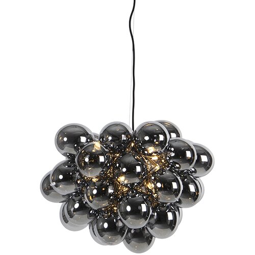 QAZQA Smart hanglamp zwart met smoke glas 8-lichts rond incl. 8 Wifi G9 - Uvas Slike