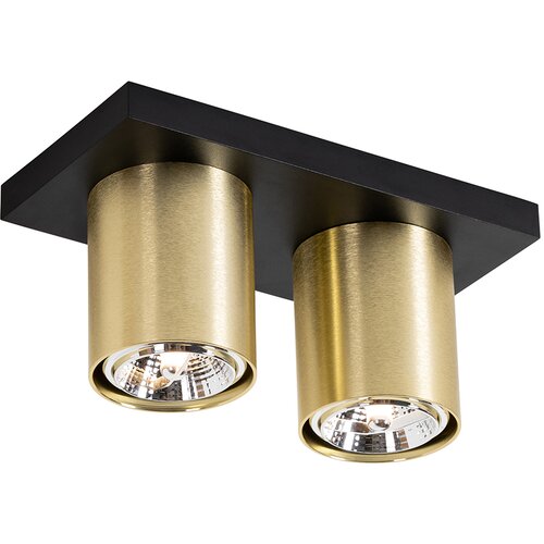 QAZQA Moderni stropni reflektor črn z zlatom 2-light - Tubo Cene