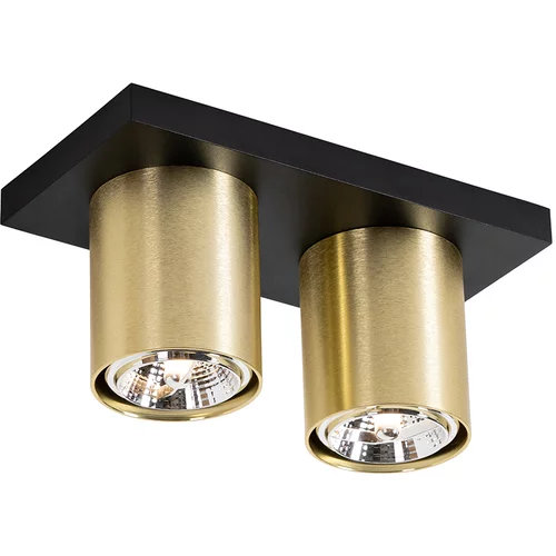 QAZQA Moderni stropni reflektor črn z zlatom 2-light - Tubo