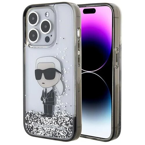 Karl Lagerfeld torbica hc liquid glitter ikonik za iphone 15 pro 6.1 transparent (KLHCP15LLKKNSK) Slike