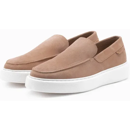 Ombre Men's slip on half shoes on thick sole - light brown