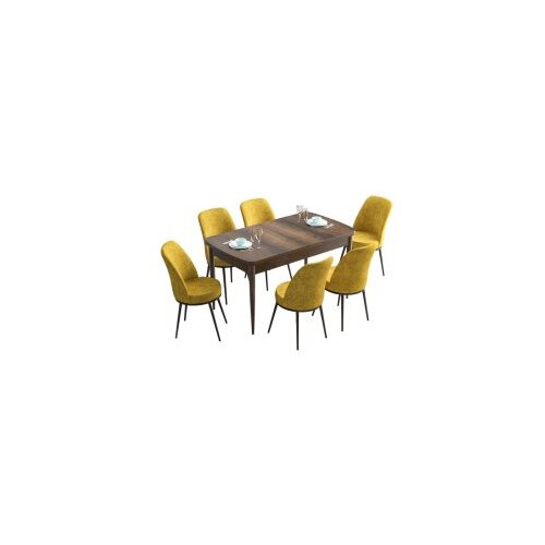 Hanah home Hanah Kućni set Trpezarijski sto i 6 stolica Han, žuto-smeđa Cene