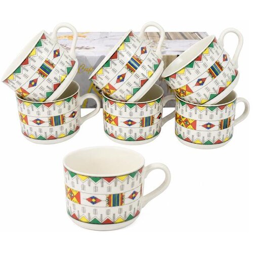  Set &amp;scaron;oljica za kafu i čaj, 6 komada, etno dezen, 150 ml Slike