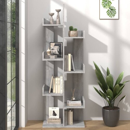 VidaXL knjižna omara 48x25,5x140 cm siva sonoma konstruiran les Slike