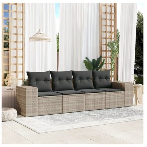 vidaXL 4-dijelni set vrtnih sofa s jastucima svijetlosivi poliratan Cijene