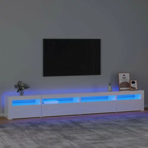 vidaXL TV omarica z LED lučkami visok sijaj bela 270x35x40 cm