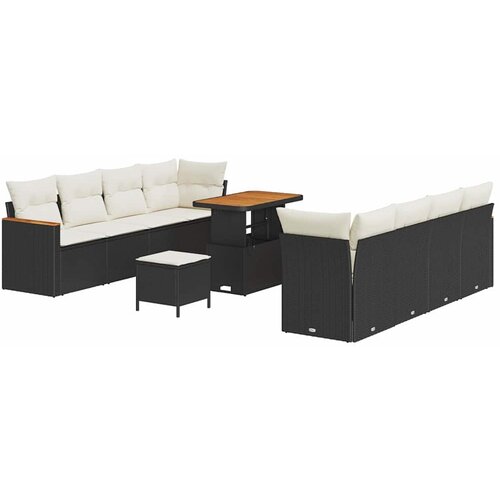 VidaXL Vrtna sedežna garnitura z blazino 11 pcs Črna Poly ratan, (5000022391) Slike