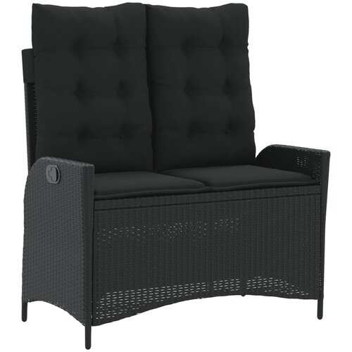  4-dijelni vrtni blagovaonski set od poliratana s jastucima crni Crna 90 cm table length Slike
