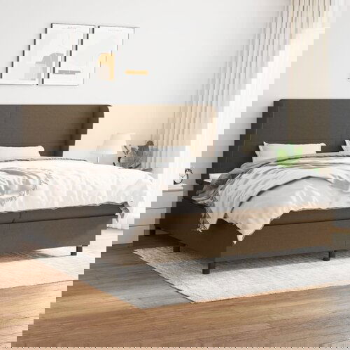 The Living Store Box spring postelja z vzmetnico temno rjav 200x200 cm blago - Box Spring Postelja, (21517800) Cene