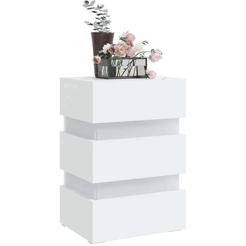 VidaXL LED noćni ormarić bijeli 45 x 35 x 67 od iverice Slike