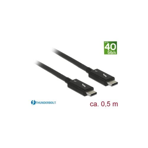 Delock Thunderbolt priključni kabel Thunderbolt&amp;trade; (USB-C&amp;reg;) vtič\, Thunderbolt&amp;trade; (USB-C&amp;reg;) vtič 0.50 m črna 84844 Thunderbolt&amp;trade; kabel, (20417874) Slike