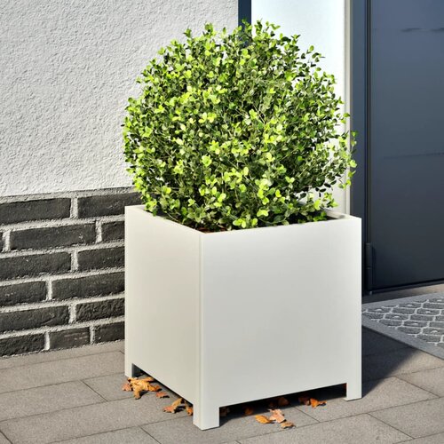 vidaXL Vrtne sadilice 2 kom bijele 40x40x40 cm čelične Cijene