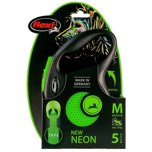 Flexi povodec New Neon trak M - 5 m (različne barve) zelena Slike
