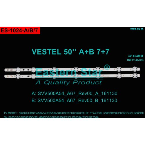 Eastern Star ES-1024 - TOSHIBA 50U6863DB, JVC LT-50VU73T, VOX 50DSW400 LED TRAKE Cene
