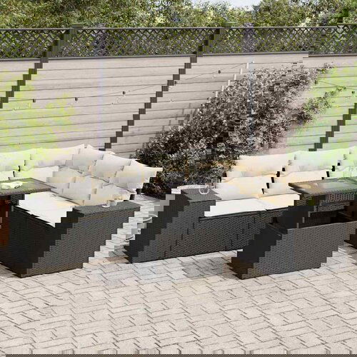 vidaXL 7-dijelni set vrtnih sofa od poliratana s jastucima crni Cijene