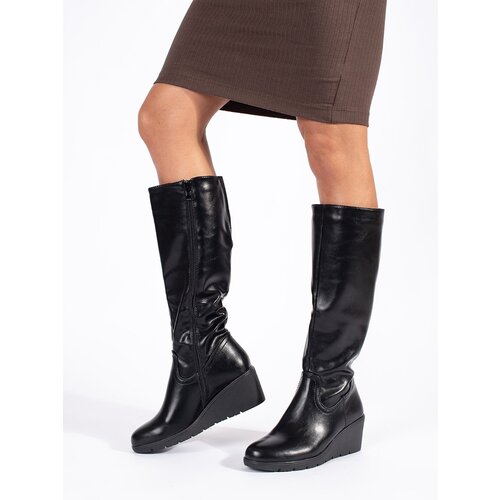 Shelvt BOSHIMAO Black women&amp;#039;s wedge boots Slike