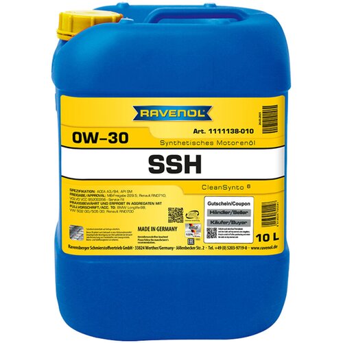 RAVENOL Ulje za motor SSH, 0W-30, 10L Cene