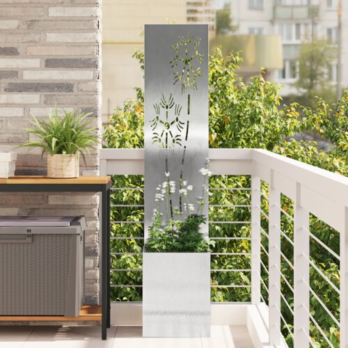 vidaXL Vrtni Sadič s Dekorativnom Pločom Srebrna 32 x 140 cm Cijene