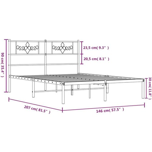 vidaXL Metalni okvir za krevet s uzglavljem crni 140x200 cm Cijene