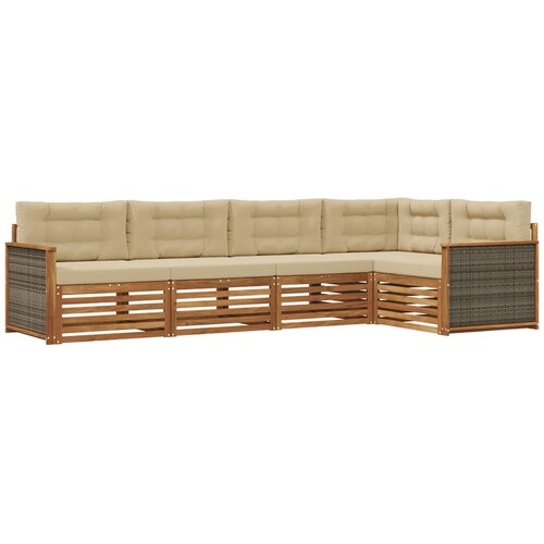 vidaXL Zunanja garnitura za sedenje z blazino 5 pcs Naravna in bež, (5000269417) Cene
