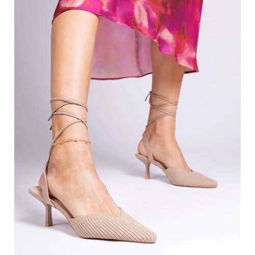 Gemre Palman brown fabric slingback stilettos Cene