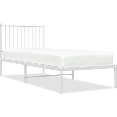 Maison Chic Kovinski Posteljni okvir - Enojna postelja - Postelja za odrasle z vzglavjem bel 80x200 cm, (21694851) Cene