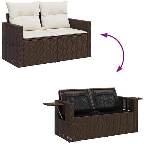  6-dijelni set vrtnih sofa od poliratana s jastucima smeđi Slike