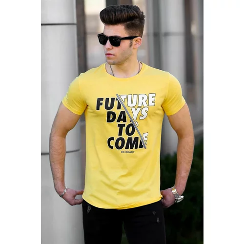 Madmext Printed Men's Yellow T-Shirt 4475