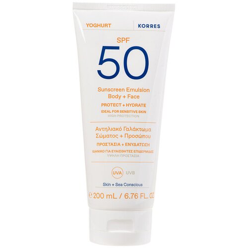 Korres Yoghurt Emulzija za zaštitu od sunca za lice i telo SPF 50, 200 ml Slike