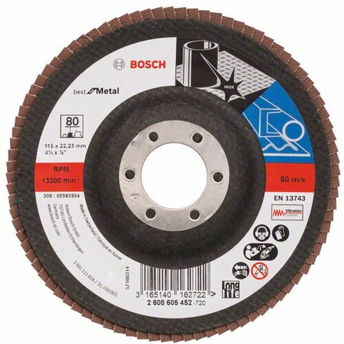 Bosch lamelni brusni disk X571, Best for Metal prečnik 115 mm; granulacija 80, kolenasti 2608605452 Slike