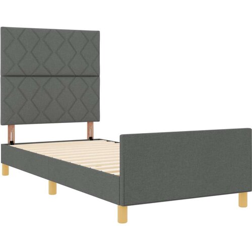 VidaXL Krevetna konstrukcija Tamno siva 90x200 cm Tkanina Slike