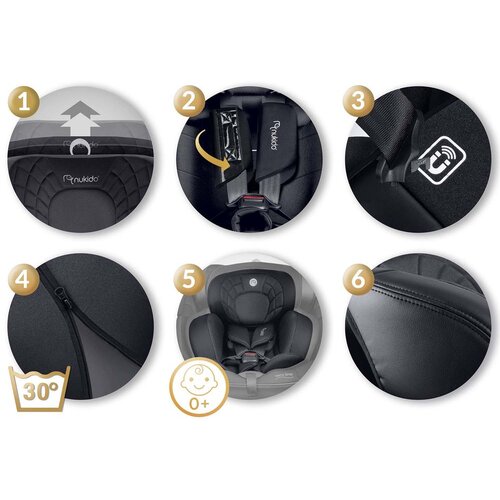 Nukido Aero Line crna autosjedalica 0-36 kg Isofix Slike