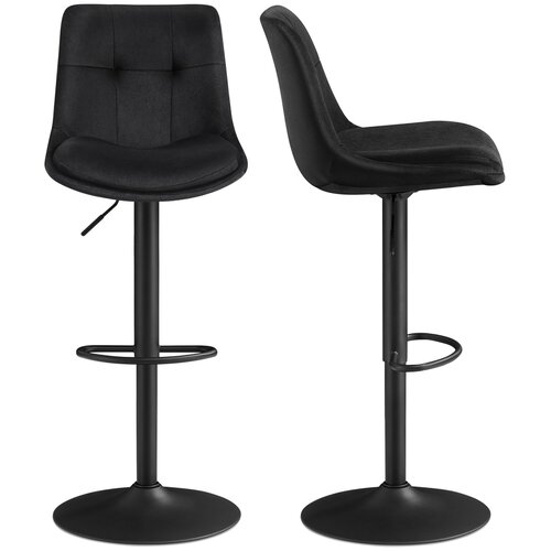 Songmics Set barskih stolov, nastavljiva vi&scaron;ina, vrtljiv, z naslonom za hrbet in oporo za noge, 48,5x43x93,5-114 cm, črna, (5000302452) Cene