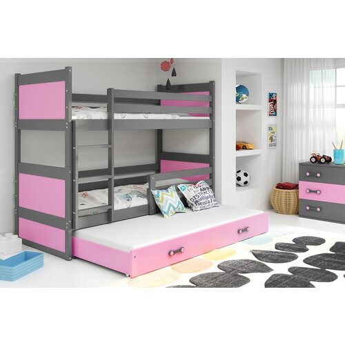 BestBed Krevet na kat RICO s dodatnim le�ajem-Grafit-Roza Cijene