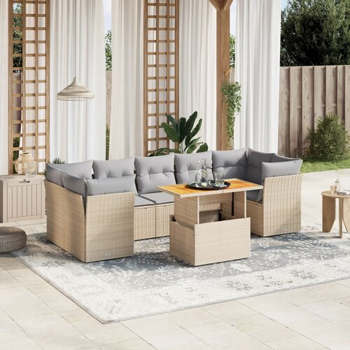 vidaXL 8-dijelni set vrtnih sofa od poliratana s jastucima bež Cijene