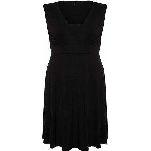 Trendyol Curve Black Single Jersey Knitted Plus Size Dress Slike
