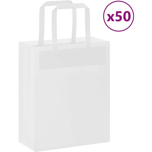 VidaXL Papirnate vrećice 50 kom s ručkama bijele 18x8x22 cm Slike