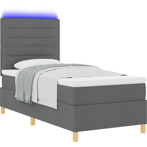vidaXL krevet s kutijom s madracem i LED tamnosivi 90x200 cm tkanina Cijene