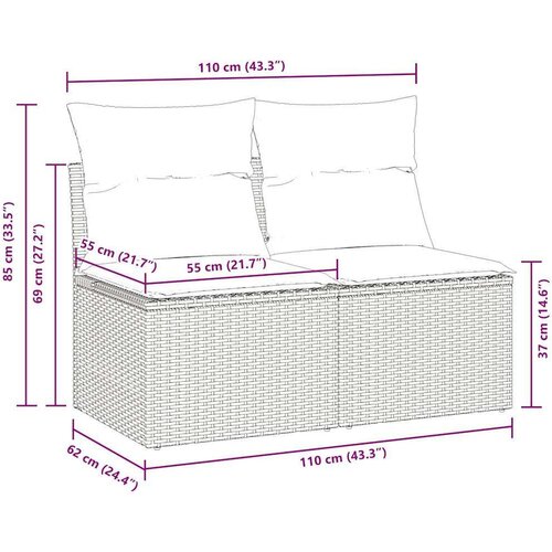 VidaXL 4-dijelni set vrtnih sofa poliratan i bagrem s jastucima sivi Slike